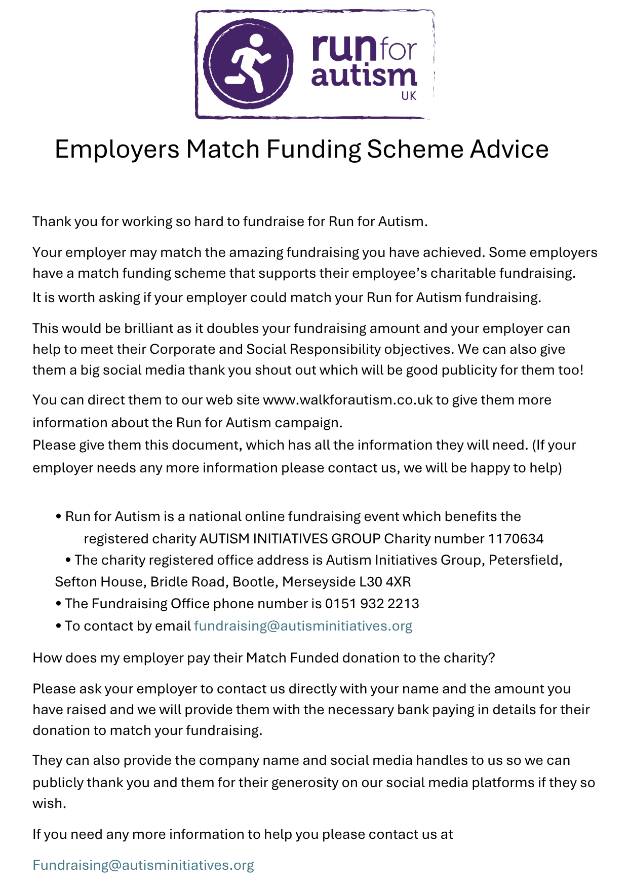 Employers Match Funding Scheme Advice