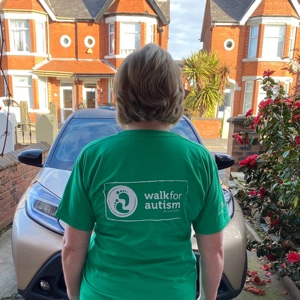 Picture of Fundraiser Wearing a Walk for Autism T-shirt