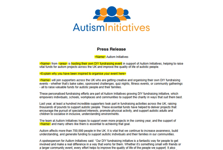Press Release Template